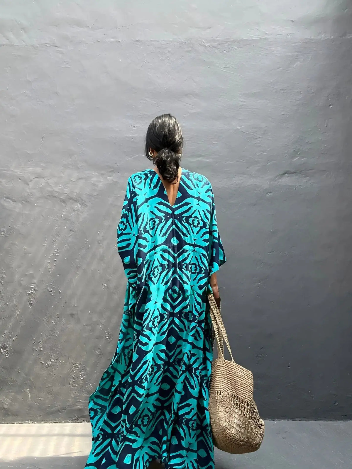 Plus Size Kaftan Dress for Swimwear Women Bathing Suit Cover Up Beach Robe Beach Dress with Print - Matrix Studios