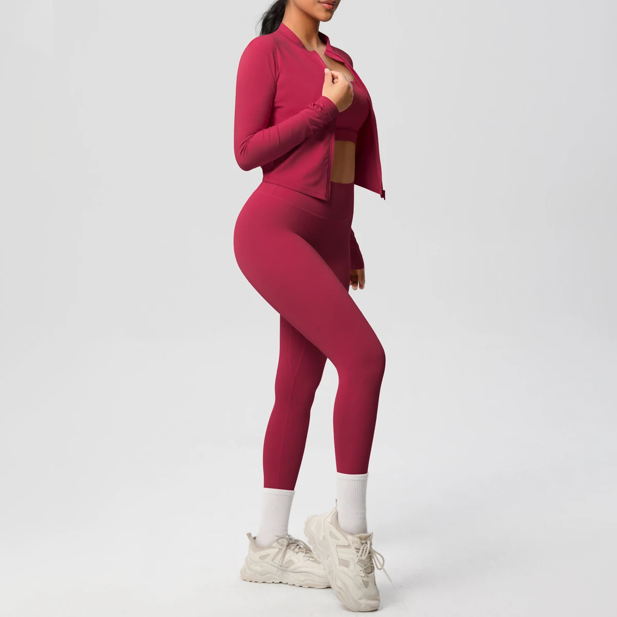 3pcs Sportswear Yoga Set Gym Sports Bra Zipper Jacket Leggings Clothes Sportswear Yoga Suits For Women Fitness Set Tracksuit - Matrix-studios.com