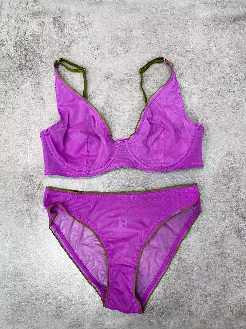 YUQI French Summer Bra - Sexy Euro Color-Block Lingerie | Slim Push-Up Lift & Anti-Sag Support | Anti-Sag Comfort Fit Underwear - Matrix-studios.com
