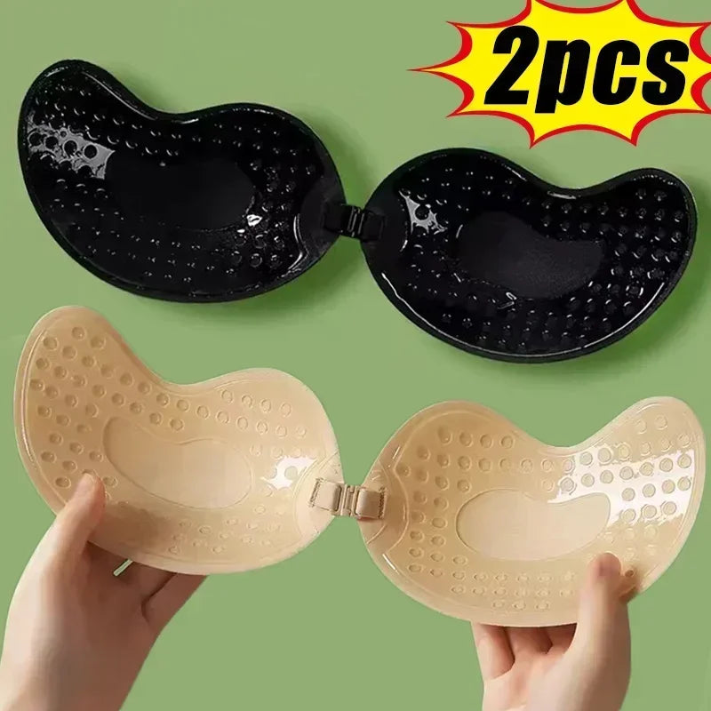 Invisible Push Up Bras Women Backless Strapless Bra Nipple Cover Front Closure Bralette Underwear Silicone Self-Adhesive Bra Pad - Matrix Studios