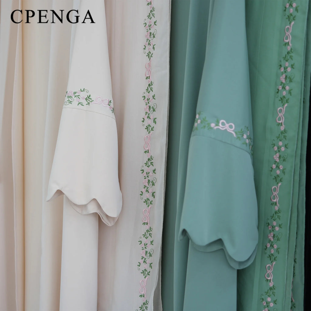 Luxurious Floral Embroidery Hijab Dress for Muslim Women Elegant Dubai Modest Abaya Eid Islam Party Jalabiya Turkey Kaftan Robe - Matrix-studios.com