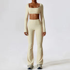 Yoga Set 2PCS Seamless Women Sportswear Workout Clothes Athletic Wear Gym Legging Fitness Bra Crop Top Long Sleeve Sports Suits - Matrix-studios.com