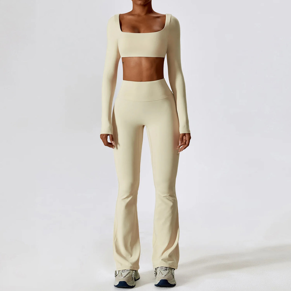 Yoga Set 2PCS Seamless Women Sportswear Workout Clothes Athletic Wear Gym Legging Fitness Bra Crop Top Long Sleeve Sports Suits - Matrix-studios.com