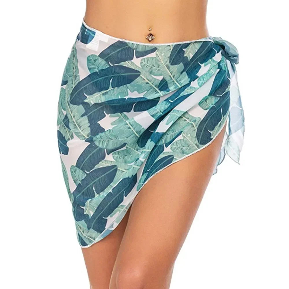 Summer Women Short Solid Sarong Swimsuit Coverups Beach Bikini Wrap Sheer Short Skirt Chiffon Skirt Scarf Swimwear Cover-ups - Matrix Studios