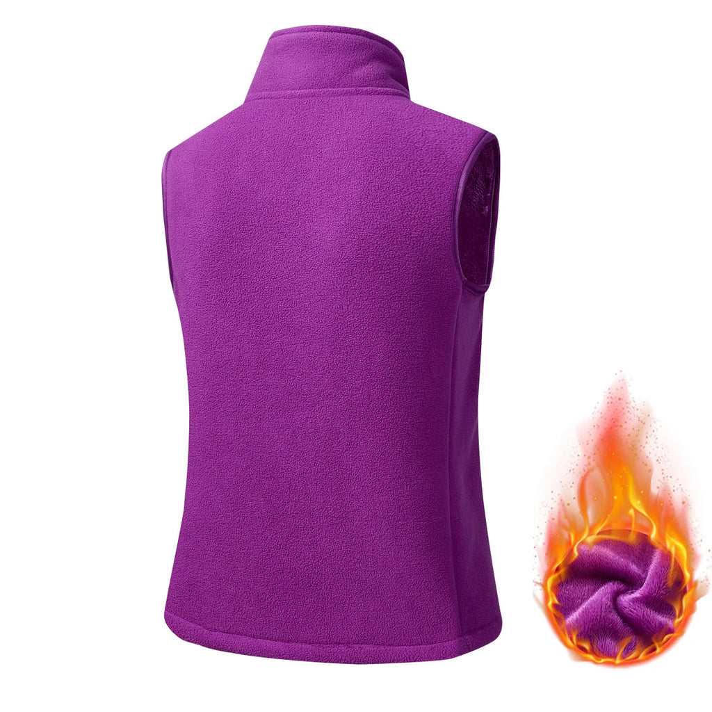 Autumn Winter Polar Fleece Vest Women's Windproof Outdoor Warm Sleeveless  Coat 2025 Plush Stand Collar Casual Waistcoat - Matrix Studios