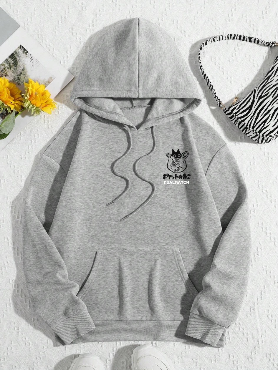 Cute Cat Cartoon Printed Sweatshirt Women Harajuku Casual Loose Hooded Fashion Soft Pocket Hoodies Autumn Warm Female Clothes - Matrix Studios