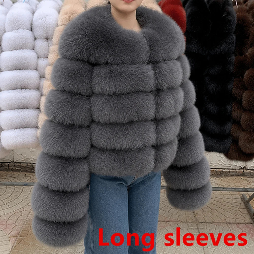 QUEENTINA Fox Fur Coat Long Sleeves Real Winter Women'S Brown 2025 Leather And Skin Clothing Natural New In Coats & Jackets - Matrix Studios