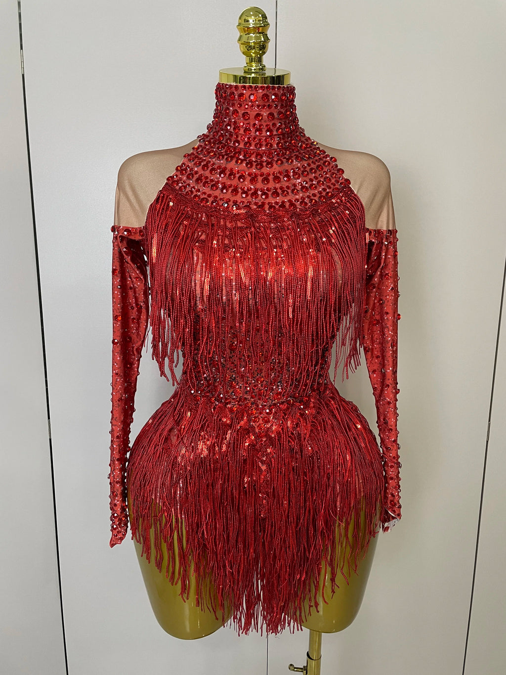 Women Sparkly Rhinestone Sequin Tassel Stretch Bodysuits 2025 New Arrival Birthday Party Nightclub Dj Stage Performance Costume - Matrix Studios