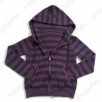 Harajuku Vintage Y2K Women's Hoodie Sexy Slim Fit Chic Casual Striped Cardigan Sweatshirt Grunge Punk Hip Hop Female Streetwear - Matrix Studios