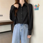 Women Chiffon White Shirts Korean Fashion Solid Loose Long Sleeve Tops Office Ladies Elegant Casual All Match Blouses Spring New - Matrix-studios.com