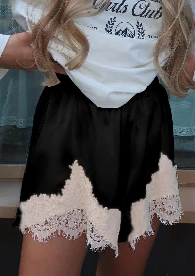 Cute Women Satin Silk Lace Trim Shorts Silky Low Rise Boxer Shorts Y2k Teen Girls Y2K Coquette Lounge Slip Bottoms - Matrix Studios
