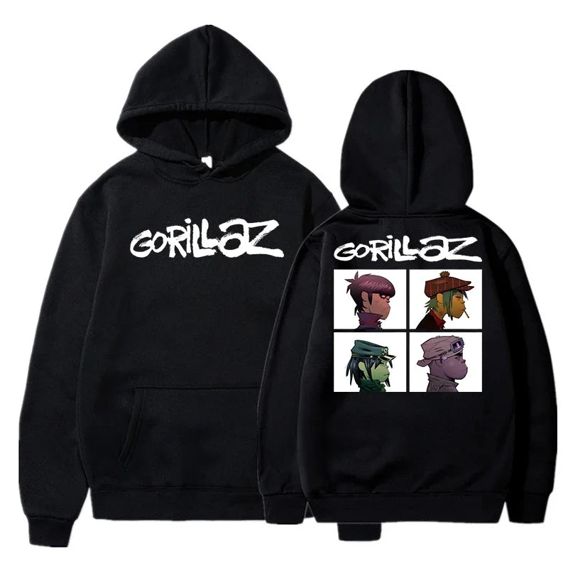 The Autumn and Winter Pullovers Long Sleeve Loose Soft Sweatshirt Streetwear Coat Gorillaz Printing Women and Men Hoode - Matrix Studios
