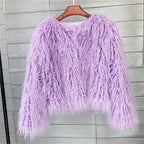 Colorful Warm Faux Women Fur Coat Loose Black White Pink Plush Coat Female Jacket Fur Autumn Winter Shaggy Outerwear - Matrix Studios