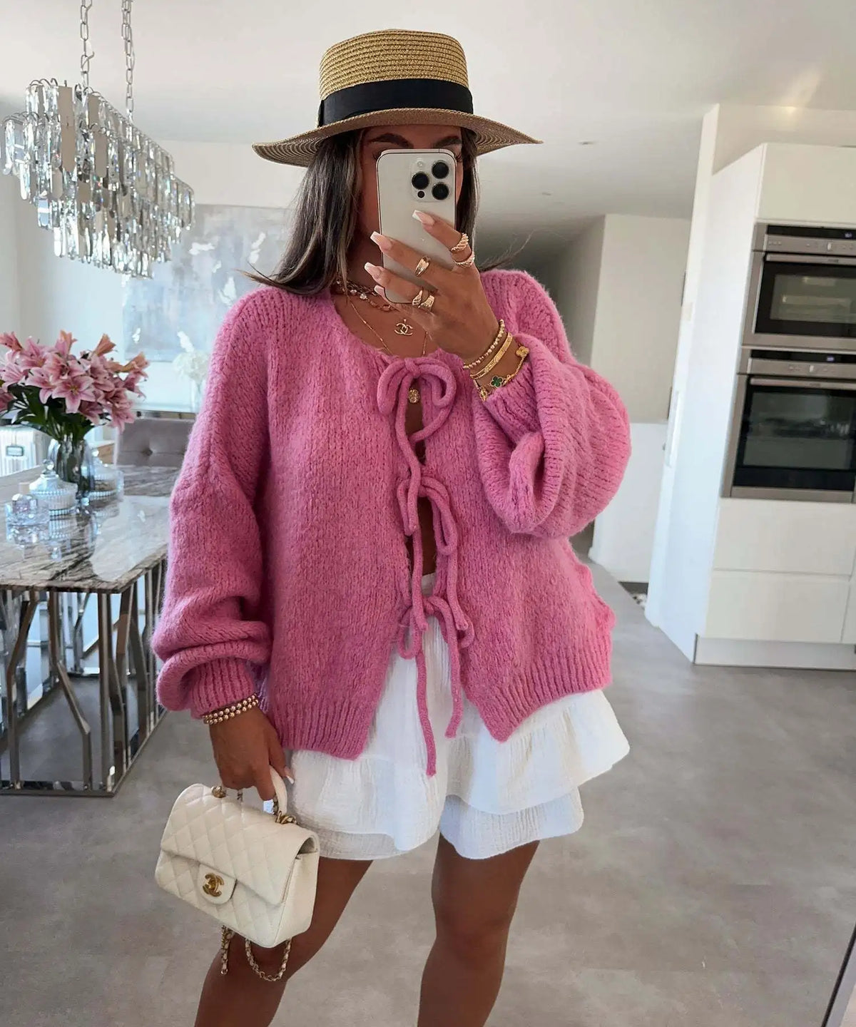 Solid Color O-neck Lace-up Knitted Cardigan Women 2025 Autumn Winter Streetwear Casual Simplicity Sweater Coats - Matrix Studios
