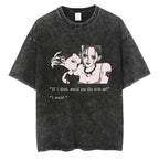 Japanese Anime Nana Osaki Print Vintage Washed Tshirt Harajuku Streetwear Graphic T-Shirt Summer Short Sleeve Cotton Tshirt