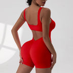 Women Short Sports Jumpsuit Sleeveless Sexy Backless Yoga Clothes Workout Cycling One-piece Suit Outdoor Recreation Bodysuits - Matrix Studios