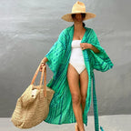 Long Kimono Swimsuit Cover up for Women Stylish Tie Dye Open Front Beach Outfits Bathing Suit - Matrix Studios