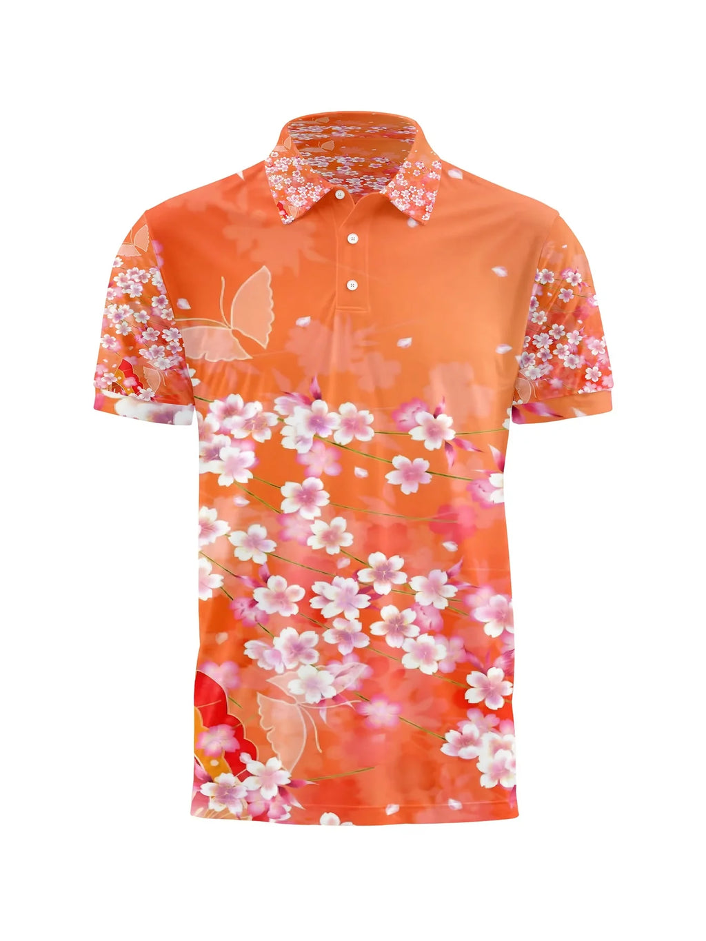 Japanese Cherry Blossom Pattern Polo Shirt For Men Women 3D Print T-Shirts Harajuku Street Short Sleeve Lapel Polo Tops Tees - Matrix-studios.com