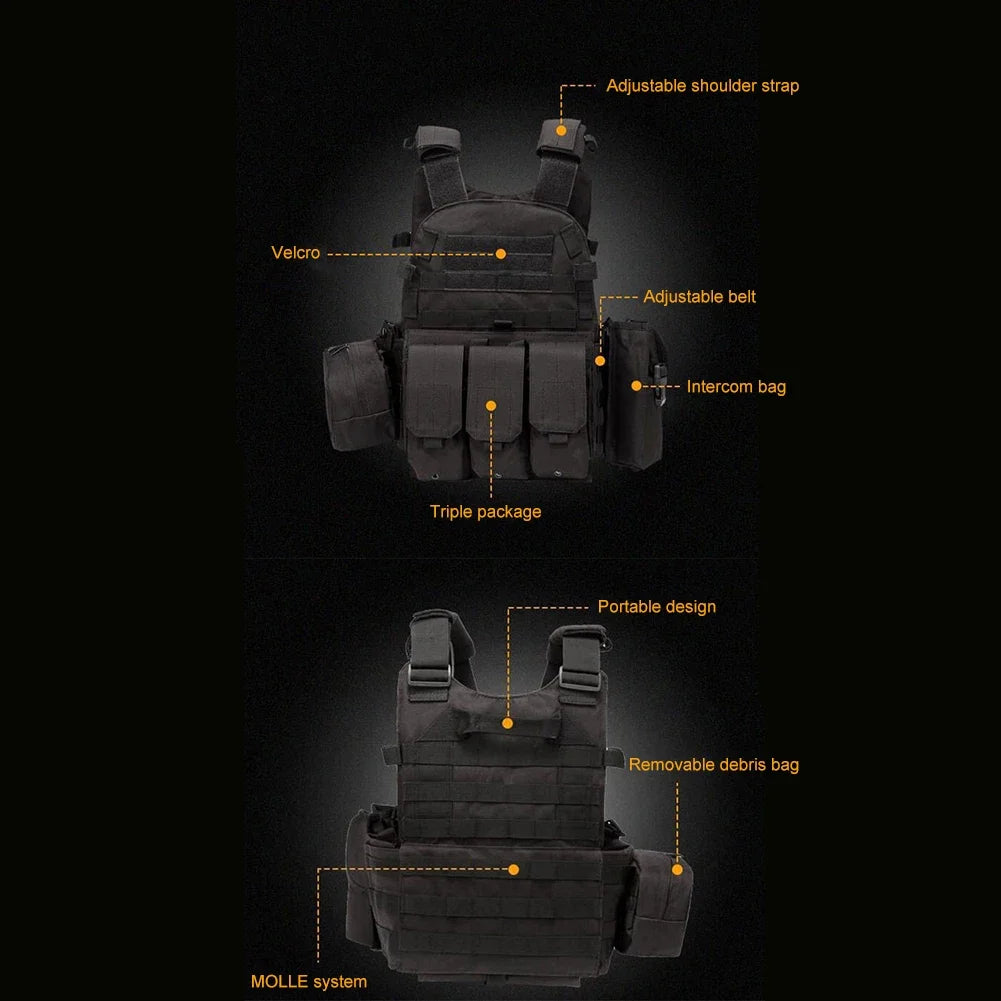 Nylon Chest Rig Molle Vest Multi-Functional Camouflage Molle Waistcoat Adjustable Men Women Combat Equipment for Outdoor Cycling - Matrix Studios