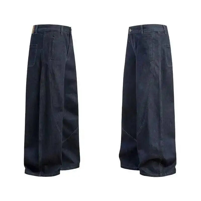 IEFB American Style Men Denim Pants Wide Legcurved Knife Jeans Men's Women's Trendy Loose Clean Fit High Street Trousers 9W2265 - Matrix Studios