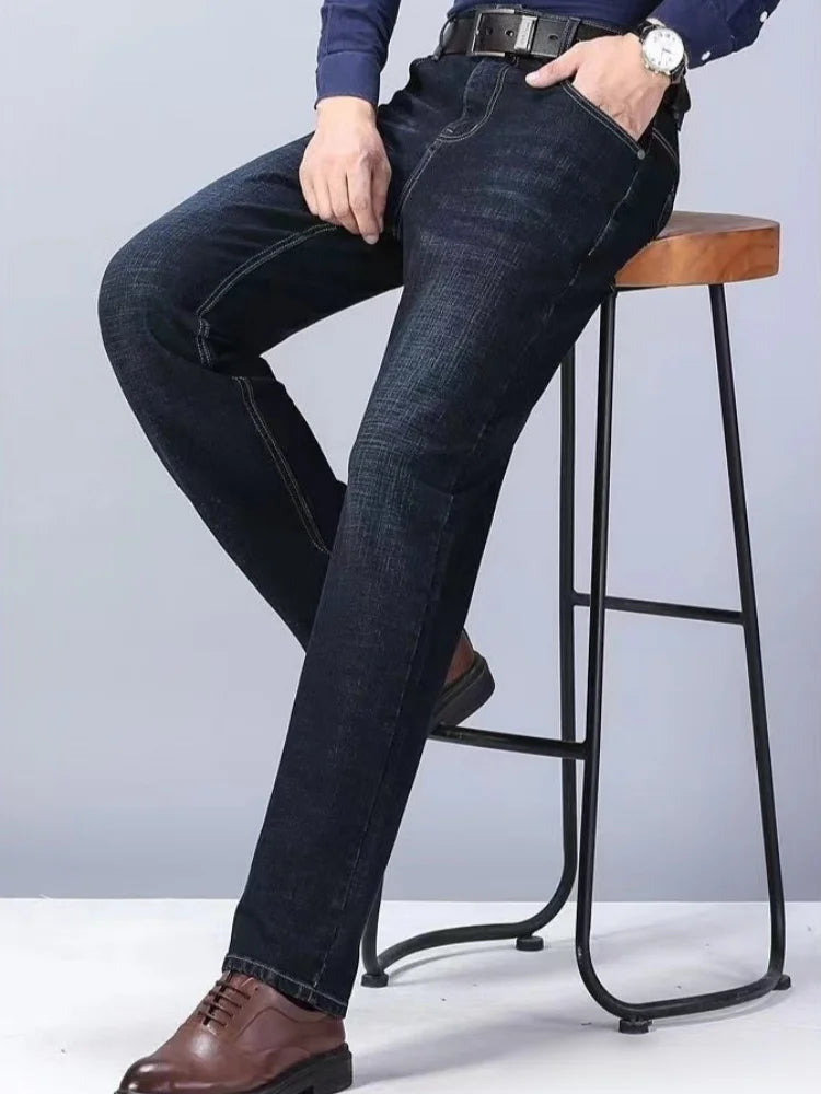 Men Fashion Straight Jeans mens 2026 New Stretch Slim Fit Pants Comfortable Soft Business Denim Trousers Male Brand Clothing - Matrix Studios