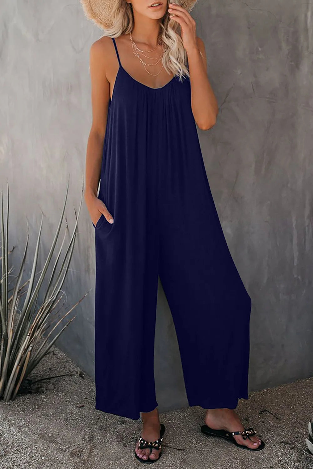 2026 High-Quality Strap Summer New Thick Pure Color Pocket Casual Women's Overall Pants - Matrix Studios