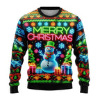 Neon Snowman Graphic Sweatshirts 2025 Merry Christmas 3D Printed Ugly Sweater For Women Clothing Snowflake Gifts Boy Tracksuit - Matrix Studios