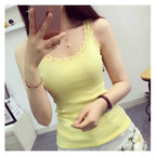 Black Tops Summer Sleeveless Women Tank Top With Lace Top Red Inside Wear Lace Camisoles Loose Underwear Womens Clothing Vest - Matrix-studios.com