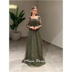 Mina Customized Beads Women's Elegant Dresses for Special Occasions Sequin Square Collar Arabic Evening Dress Luxury Party Dress - Matrix Studios