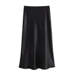 MUJER Woman 2026 Satin Skirt Women High Waist Long Skirts For Women Summer Black Midi Skirt Woman Office Elegant Women's Skirts - Matrix-studios.com
