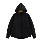 KEYANKETIAN Winter New Women's Zipper Hoodie High Street Unisex style Double Pockets Oversize Loose Sweatshirts Outerwear Top - Matrix Studios