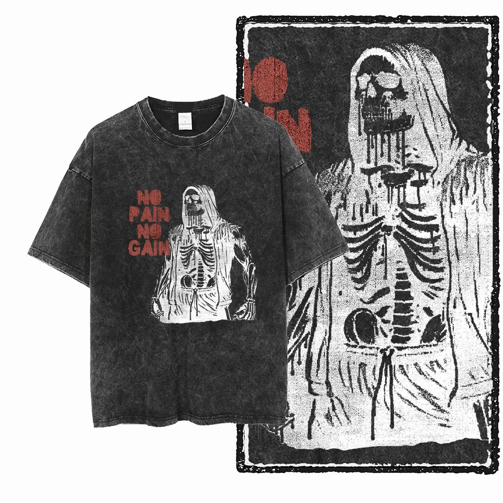 YG BODY BUILDING Printed Cotton Acid Washed Graphic Unisex T Shirt Cool CROSSFIT Streetwear Men Tshirts Big Size Tee for Men - Matrix Studios