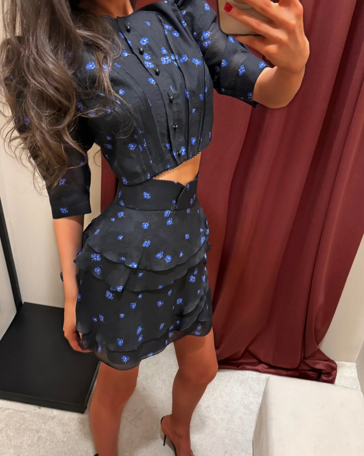 Women's Floral Print Two Piece Set 2026 New Women Puff Sleeve Crop Top + Tiered Ruffle Mini Skirt Casual Vacation Party Outfit - Matrix-studios.com