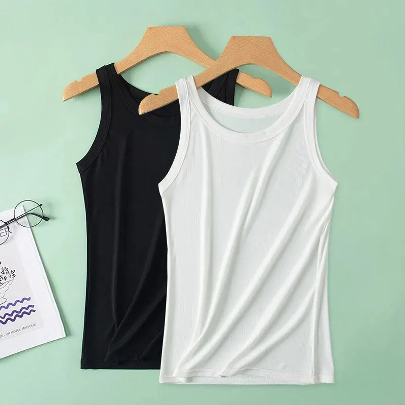 3-piece Ladies Solid Color Vest Fashion Joker Young Woman Threaded Camisole - Matrix-studios.com