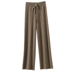 Women's High waisted warm knit wide leg straight leg pants for women, solid color loose wide leg pants