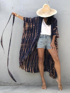 Beach Cover Ups for Swimwear Women Black Tie Dye Kimono Swimsuit Cape Summer Dress 2022 Beachwear Outfits Sales - Matrix Studios