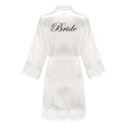 Bridesmaid Robes Rose Gold Bride Robe Wedding Bridesmaid Gift Satin Lace Robe Bridal Dressing Gown Bachelorette Party Pajamas - Matrix-studios.com