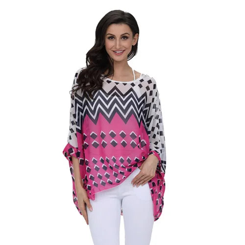 Women Blouses Plus Size Clothing Summer 2021 Novelty Bohemian Shirts Blusas Femininas Bohemian Style Women's Chiffon Tops Tees - Matrix-studios.com