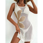 Sexy Women Knit Beach Dress Hollow-Out O-Neck Sleeveless Bikini Cover-Ups Dress Holiday Dress 2026 Summer Swimwear Beach - Matrix Studios