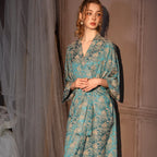 Luxury Jacquard Long Robe Nightgown Women Half Sleeve Kimono Bathrobe Gown Satin Ice Silk Sleepwear Sexy Home Dress Lounge Wear - Matrix-studios.com