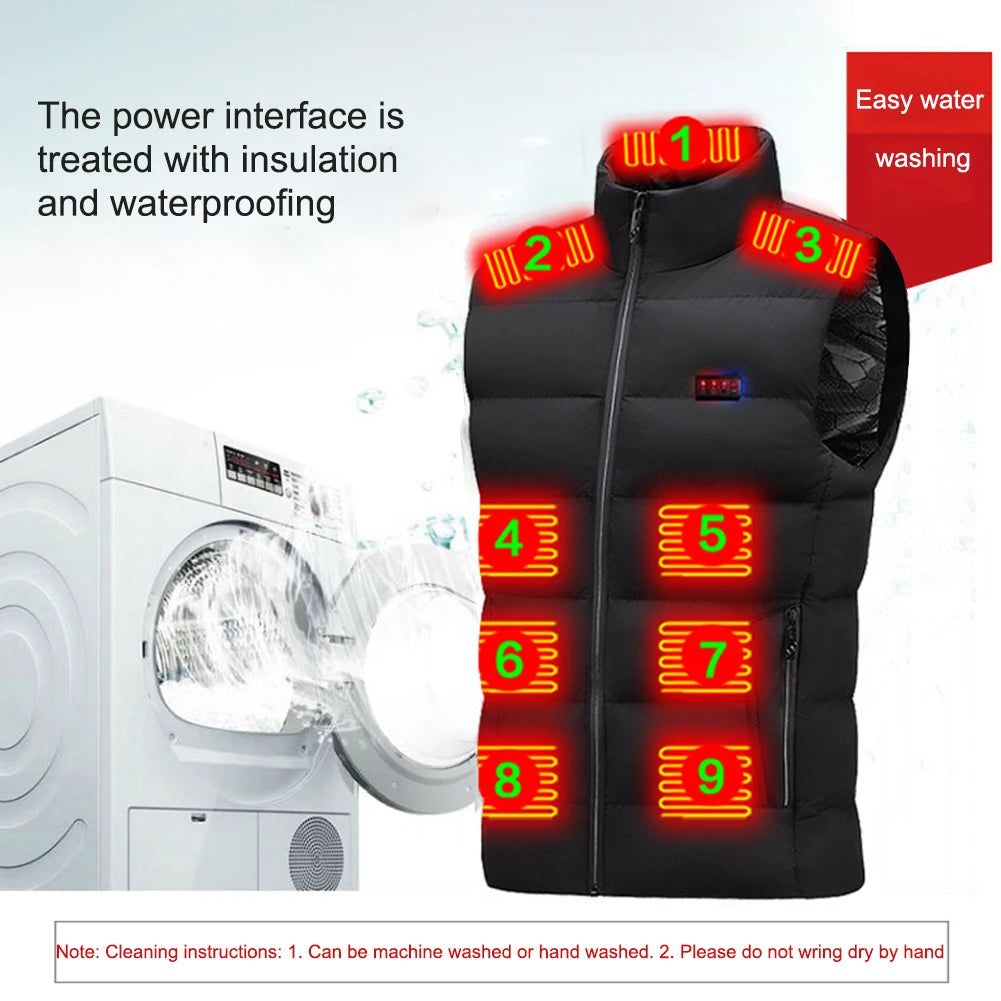 Men Autumn winter heating Cotton Vest 23 area Heated V neck vest Women Outdoor Flexible Thermal Winter Warm Jacket M-7XL - Matrix Studios