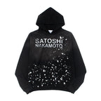 American High Street SATOSHI Hoodie Ink-sprayed Classic Retro Letter Print Washed Pullover Vintage Y2K Men Women Sweatshirts - Matrix-studios.com