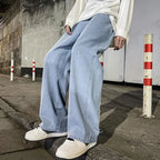 2025 New Streetwear Loose Jeans Men Korean Style Fashion Loose Straight Wide Leg Pants Men's Brand Clothing Black Light Blue - Matrix Studios