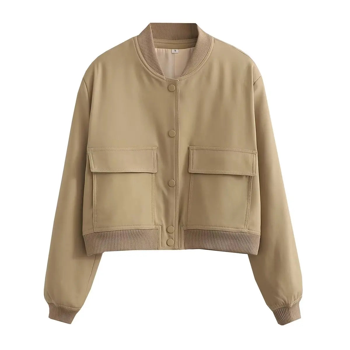 Willshela Women Fashion Solid Bomber Jackets Coat With Pockets V-Neck Single Breasted Long Sleeves Female Chic Lady Outfits - Matrix-studios.com