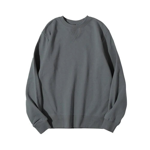 380g Tight Match Heavy Inverted Triangle Loose Versatile Solid Cotton Vintage Autum Winter Long Sleeve Round Neck Sweater - Matrix Studios