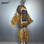 WINYI Pleated Elastic loose dress beach cover up kaftan abaya dubai luxury party dress fashion evening dress abaya muslim woman - Matrix-studios.com