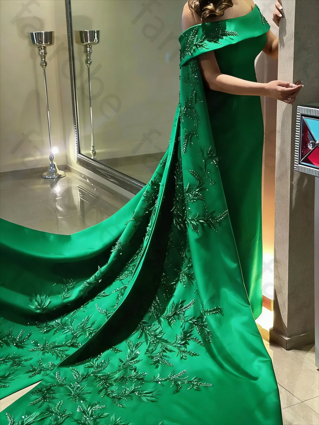 Customized Ankle Length Sheath Evening Party Gowns Women Beaded Applique Long Wrap Prom Dresses Zipper Back Vestidos Des - Matrix Studios
