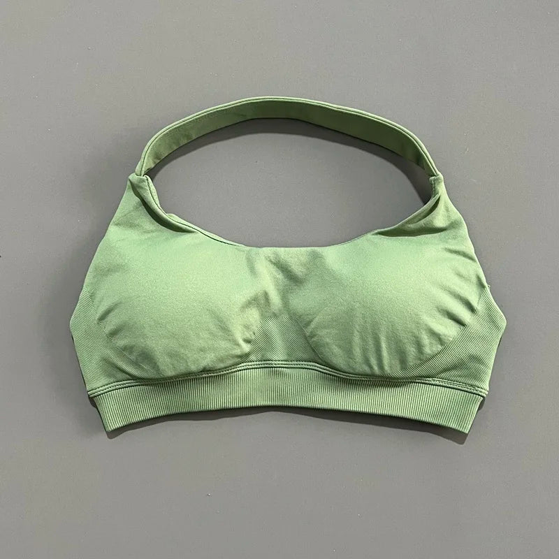 Sports Bra Women Seamless Yoga Halter Bra Top High Support Open Back Bra Fitness Push-up Activewear Workout Gym Underwear - Matrix-studios.com