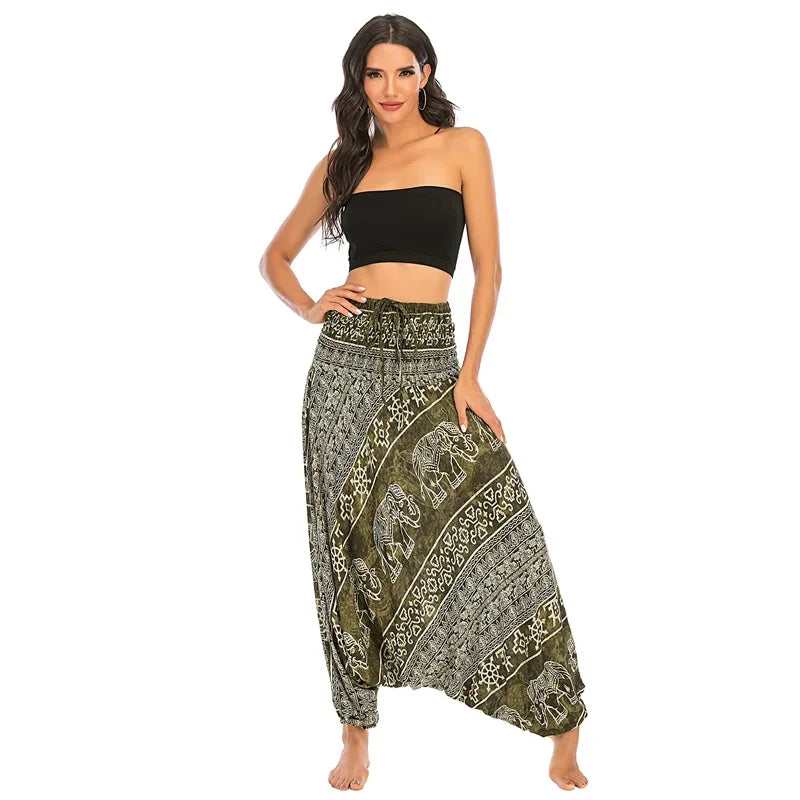 Bohemian Pants Women Pantalones Mujer Hippie High Waist Rayon Harem Baggy Boho Yoga Beach Wear Pour Femme Calca Feminina Printed - Matrix Studios