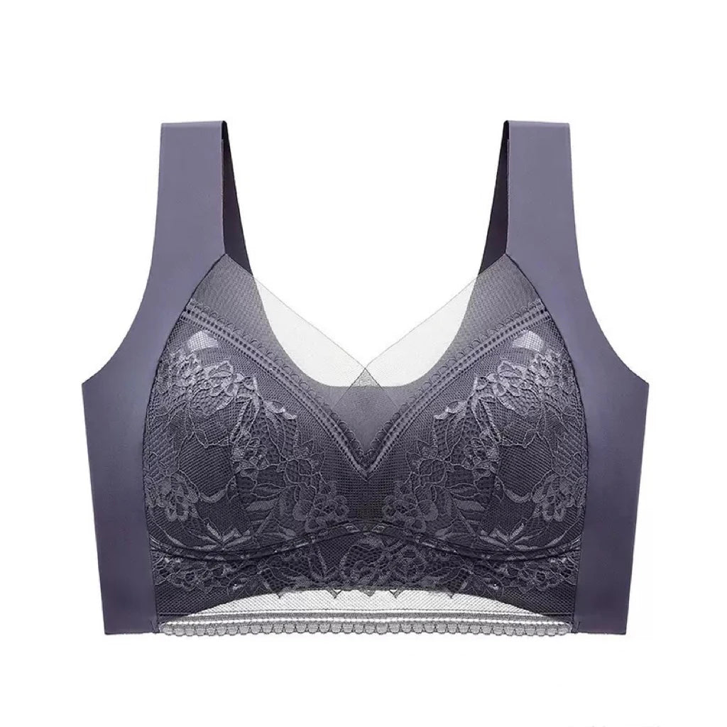 1pcs Women Lace Plus Size Bra Basic Anti Sagging Thin Vest With Padded Female Brassier Lady Ice Silk Seamless Comfort Breath Bra - Matrix Studios